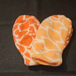Orange and White Baby Mittens